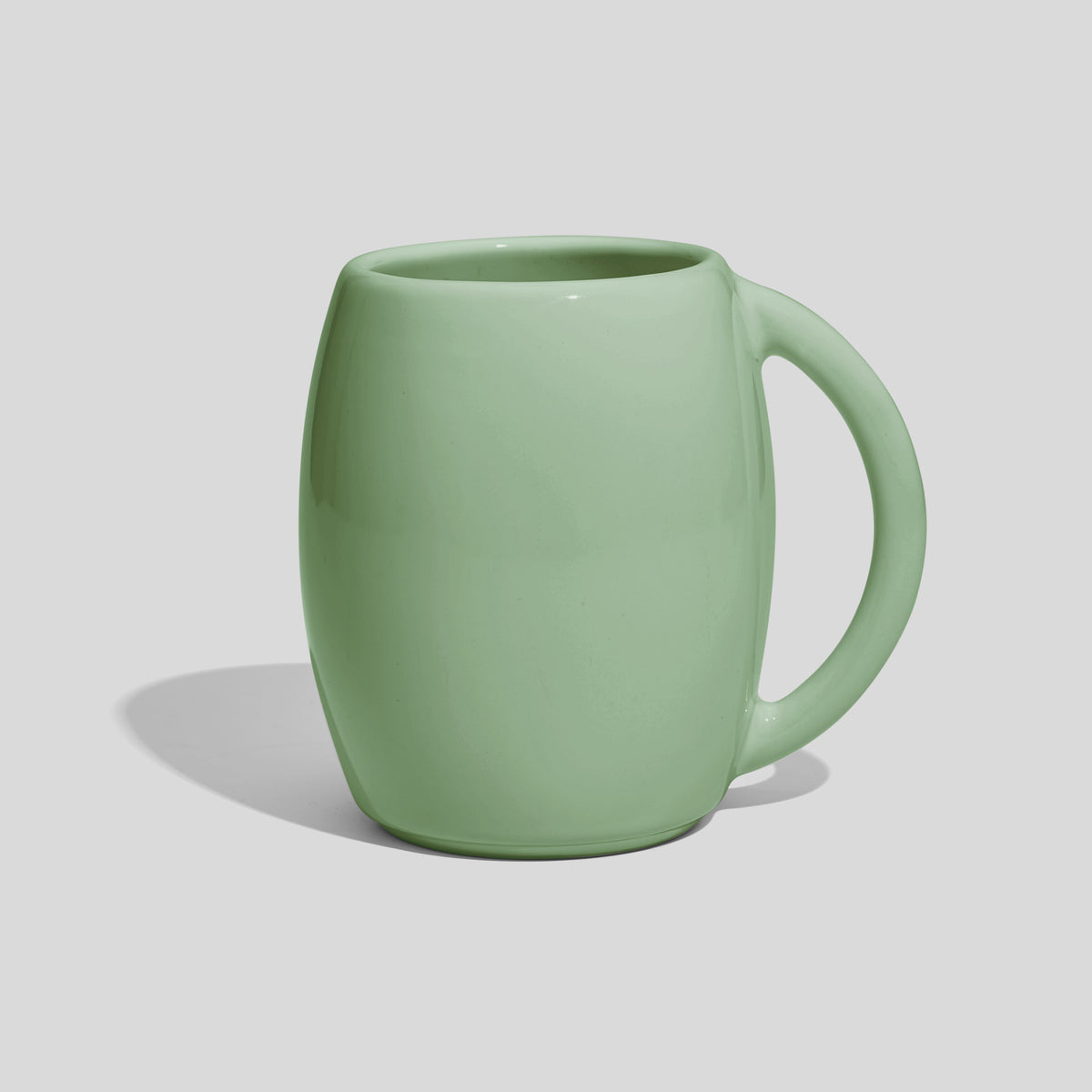 Bauchige Keramiktasse 400 ml in Fassform mit Rundhenkel – Mintgrün