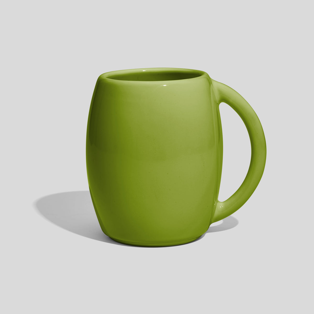 Bauchige Keramiktasse 400 ml in Fassform mit Rundhenkel – Olivgrün