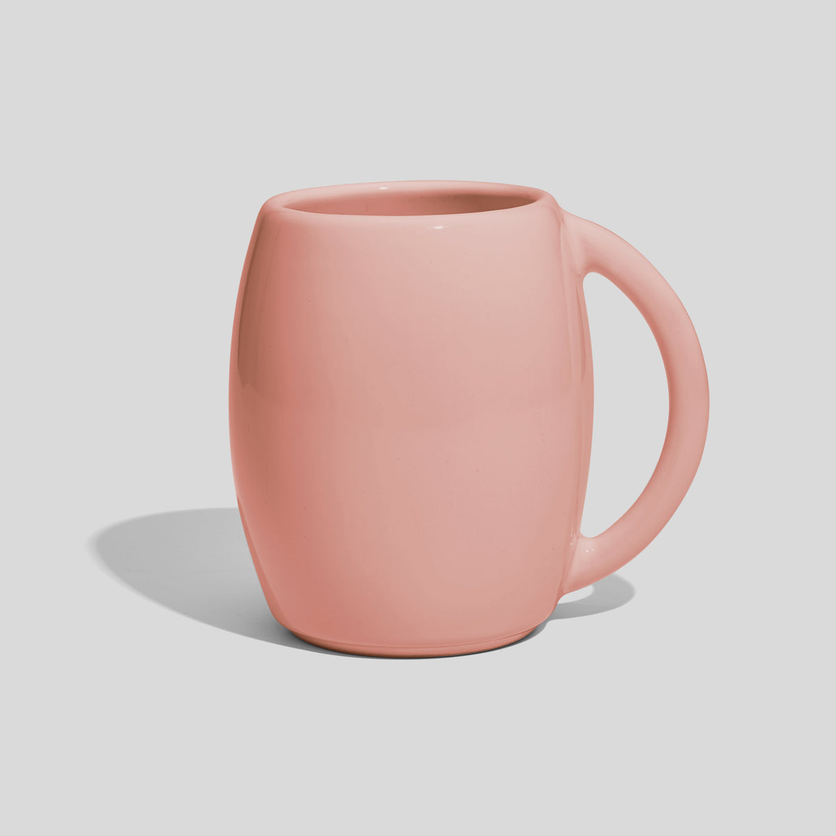Bauchige Keramiktasse 400 ml in Fassform mit Rundhenkel – Rosa