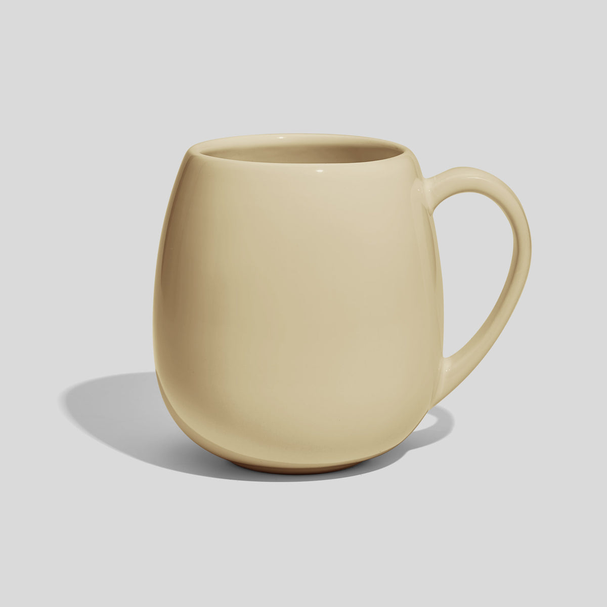 Bauchige Keramiktasse 500 ml mit schlankem Henkel – Beige