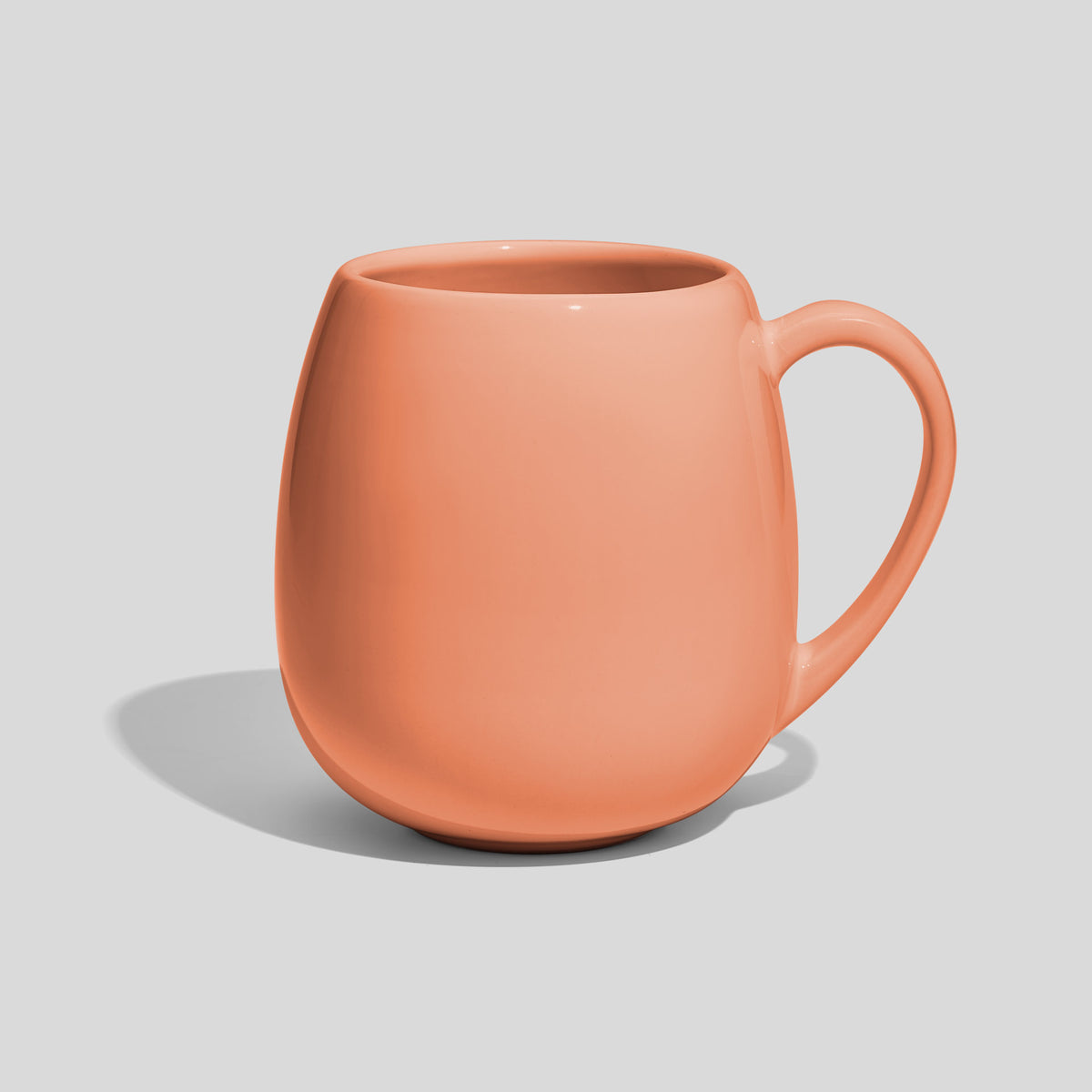Bauchige Keramiktasse 500 ml mit schlankem Henkel – Lachs