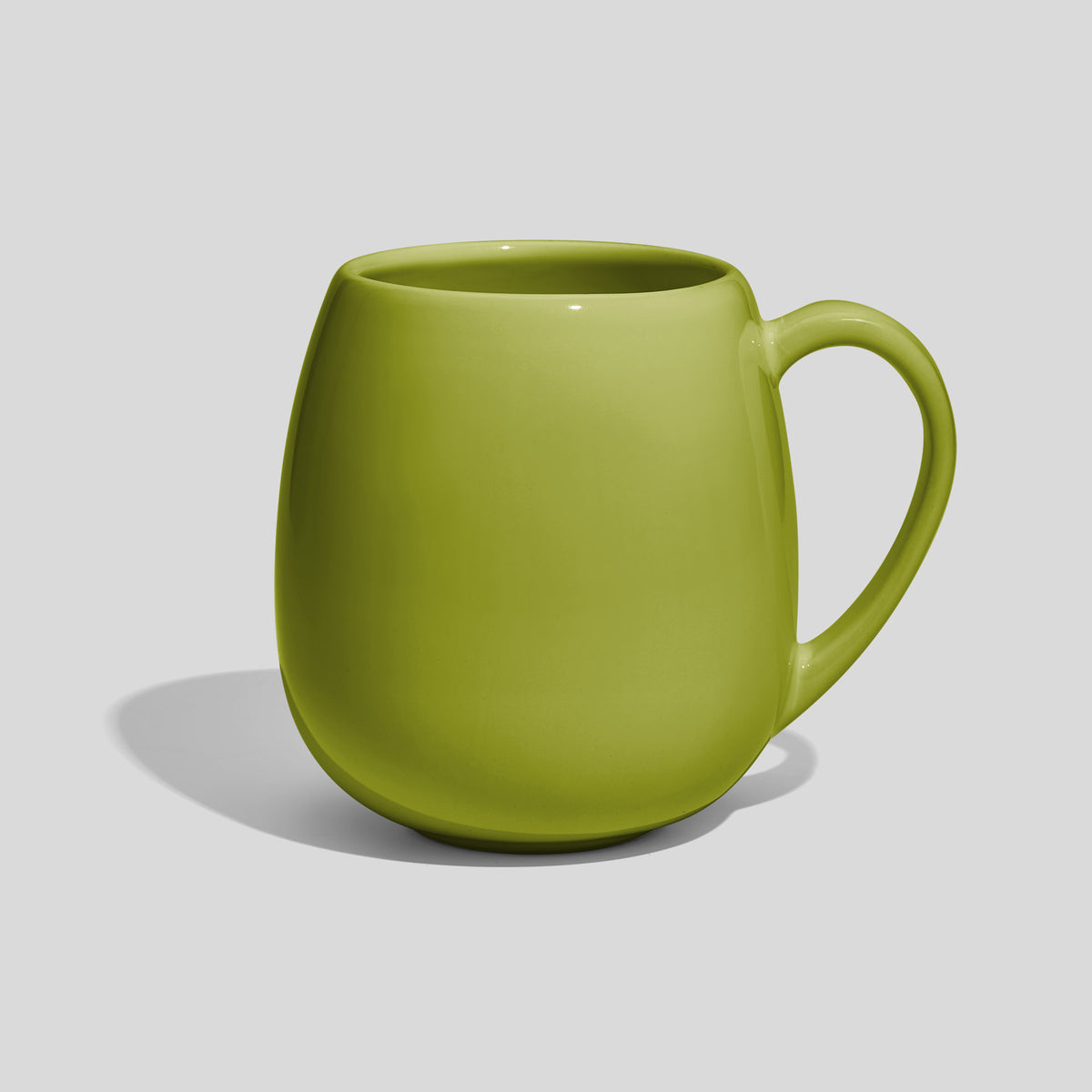 Bauchige Keramiktasse 500 ml mit schlankem Henkel – Limettengrün