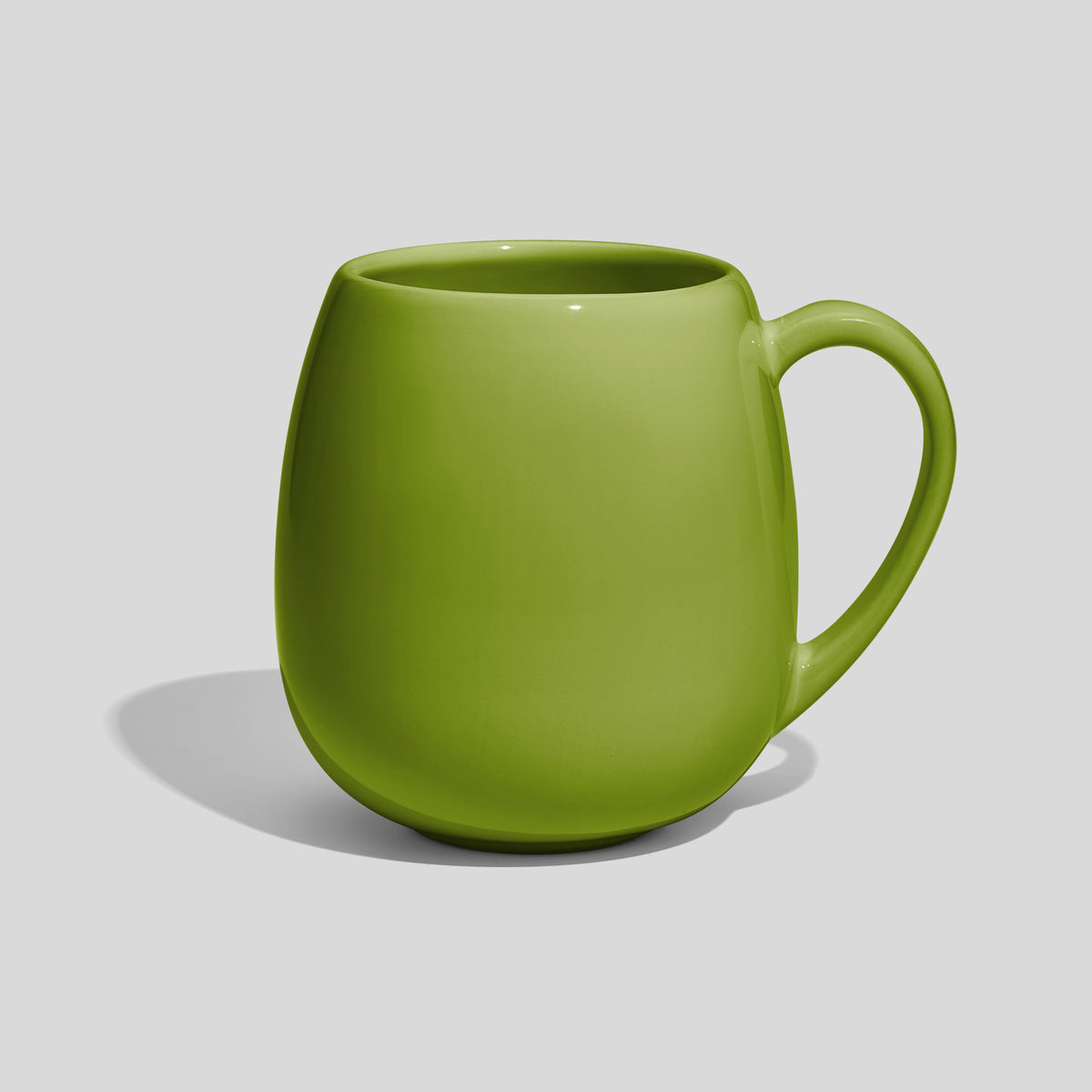 Bauchige Keramiktasse 500 ml mit schlankem Henkel – Olivgrün