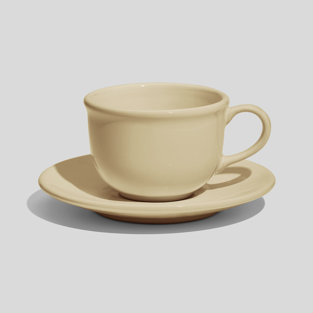 Bauchige Tasse mit Rundhenkel und Untertasse 220 ml – Beige
