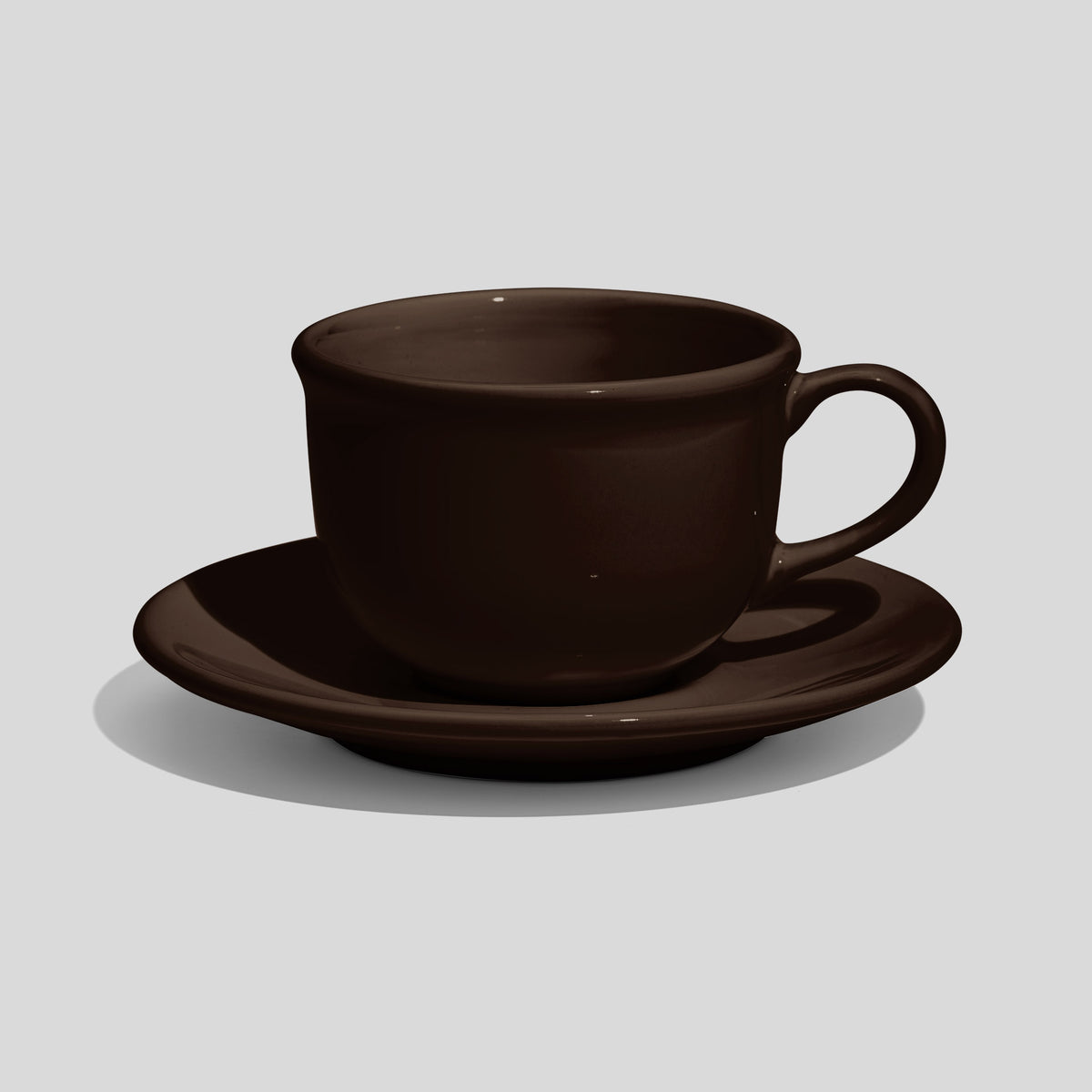 Bauchige Tasse mit Rundhenkel und Untertasse 220 ml – Dunkelbraun