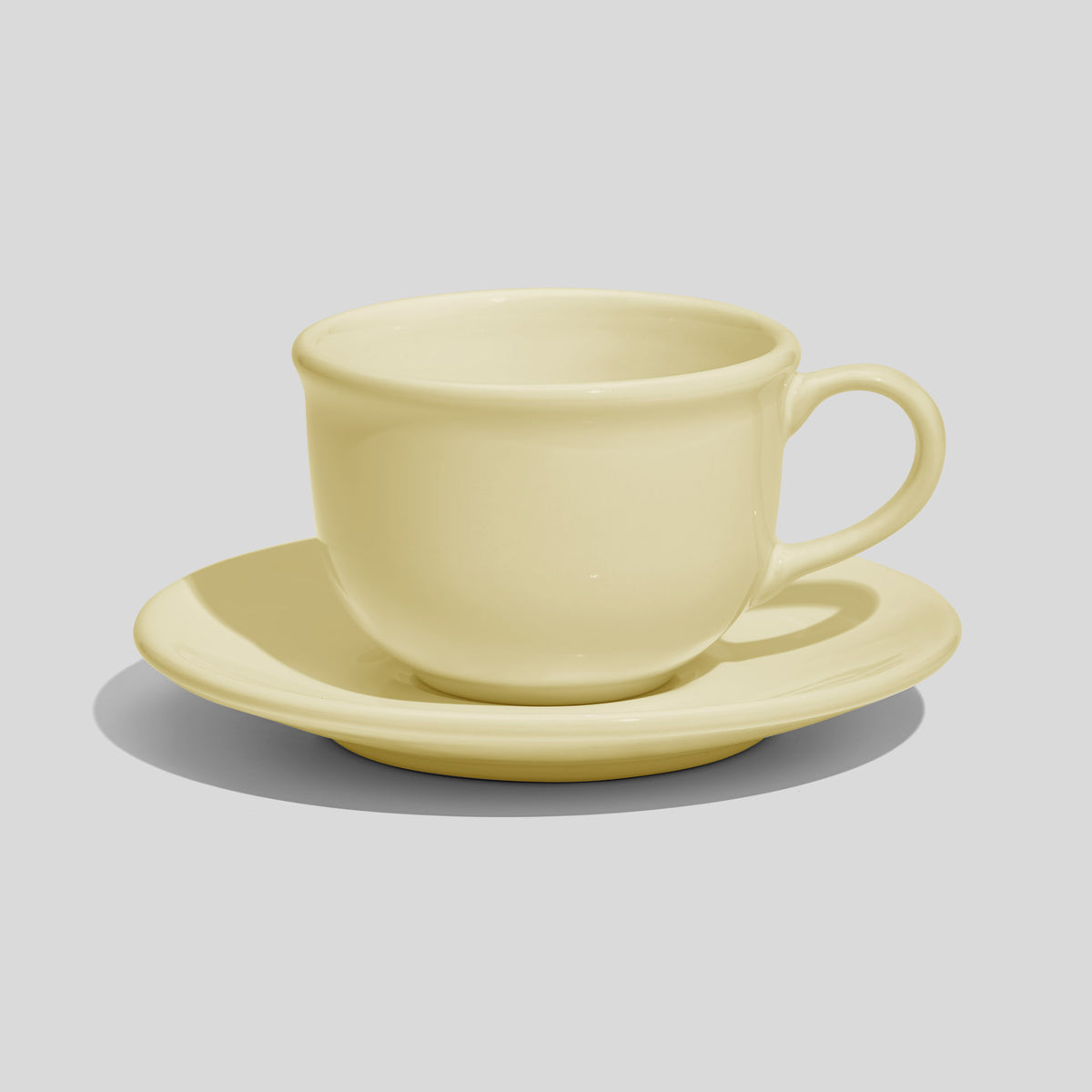 Bauchige Tasse mit Rundhenkel und Untertasse 220 ml – Ecru