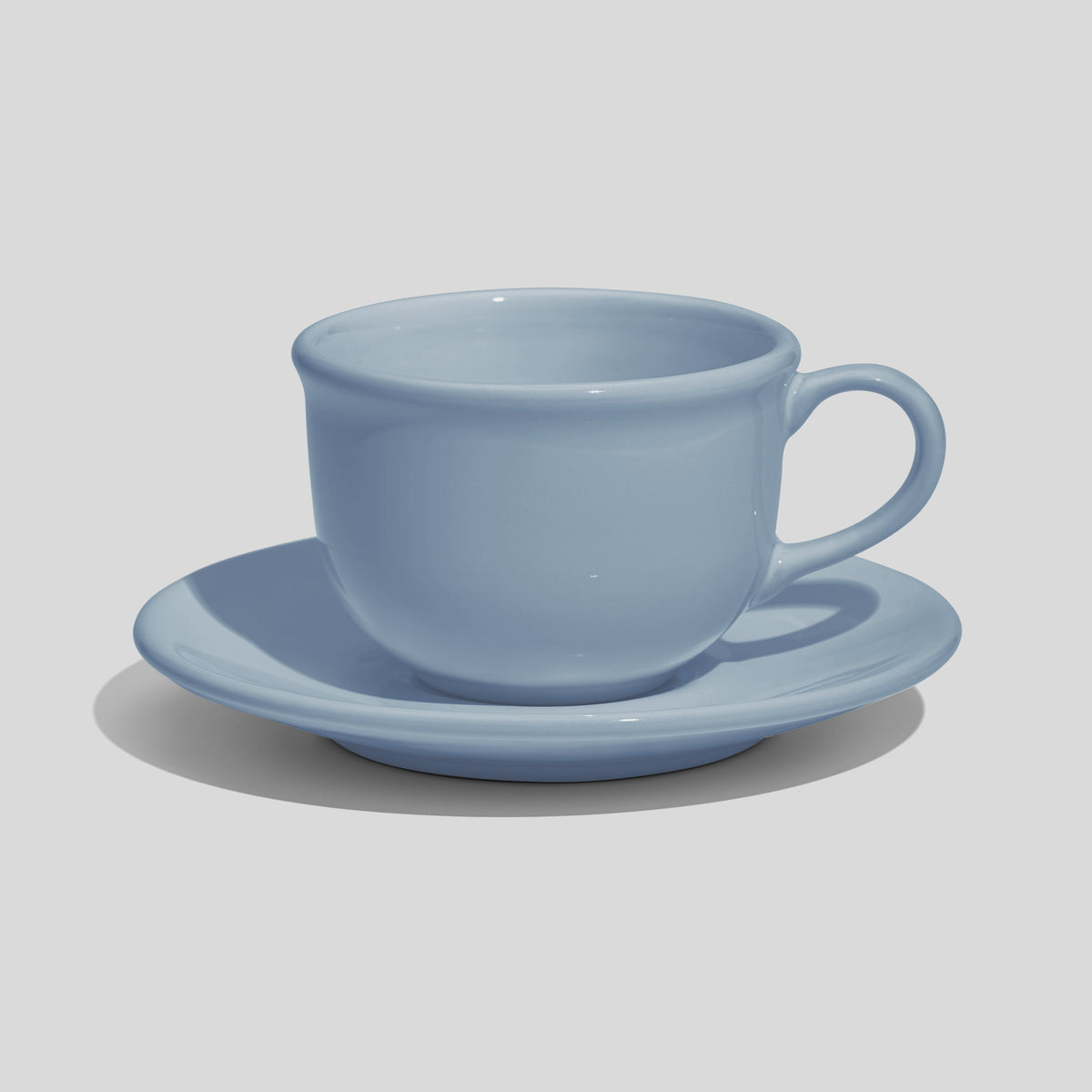 Bauchige Tasse mit Rundhenkel und Untertasse 220 ml – Hellblau