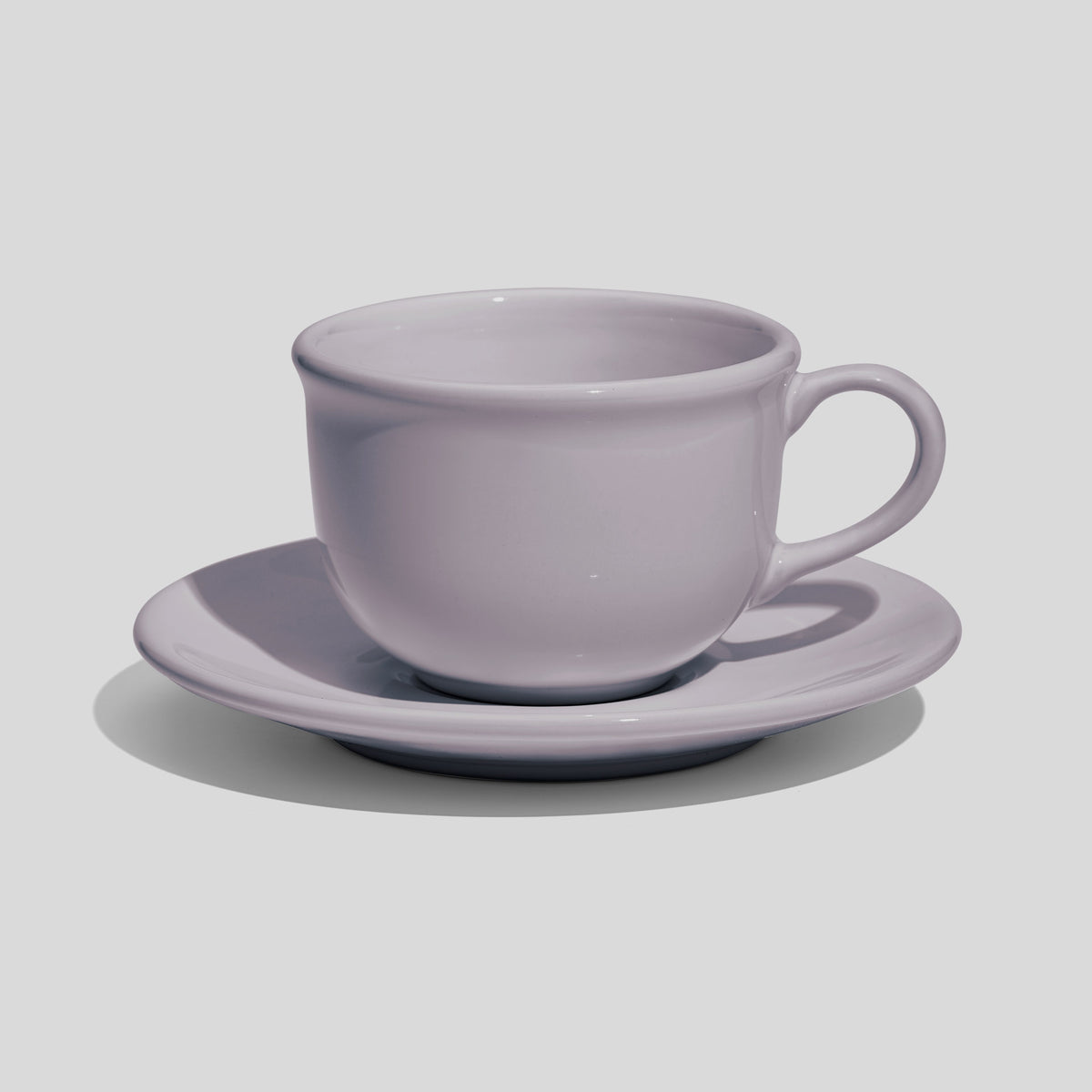 Bauchige Tasse mit Rundhenkel und Untertasse 220 ml – Hellgrau