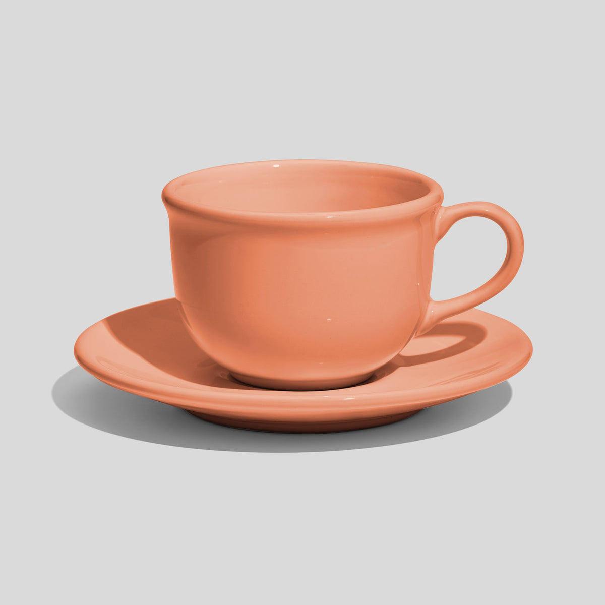 Bauchige Tasse mit Rundhenkel und Untertasse 220 ml – Lachs