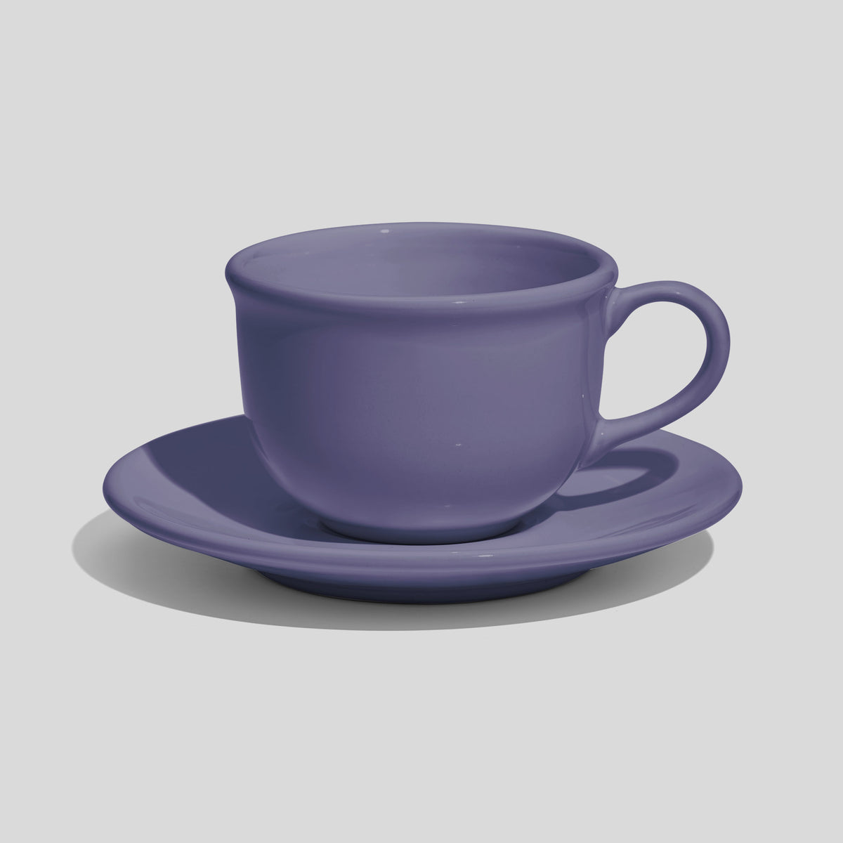 Bauchige Tasse mit Rundhenkel und Untertasse 220 ml – Lavendel