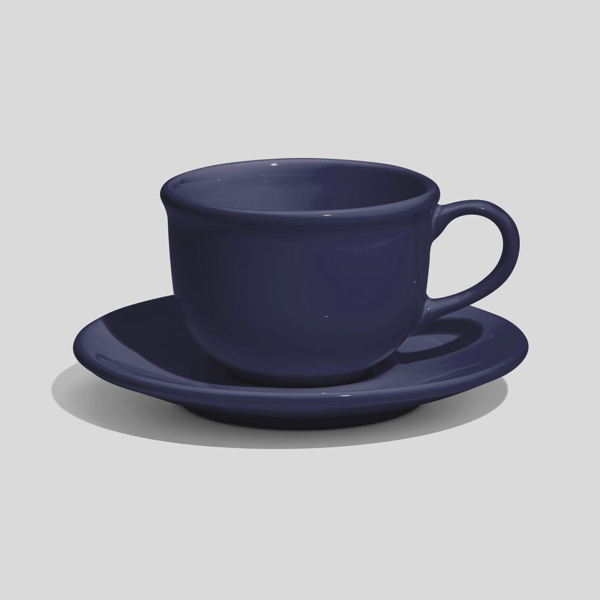 Bauchige Tasse mit Rundhenkel und Untertasse 220 ml – Marineblau