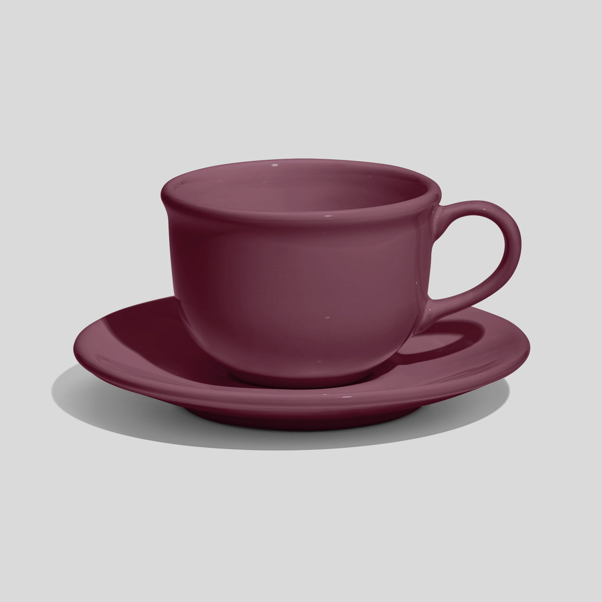 Bauchige Tasse mit Rundhenkel und Untertasse 220 ml – Mauve