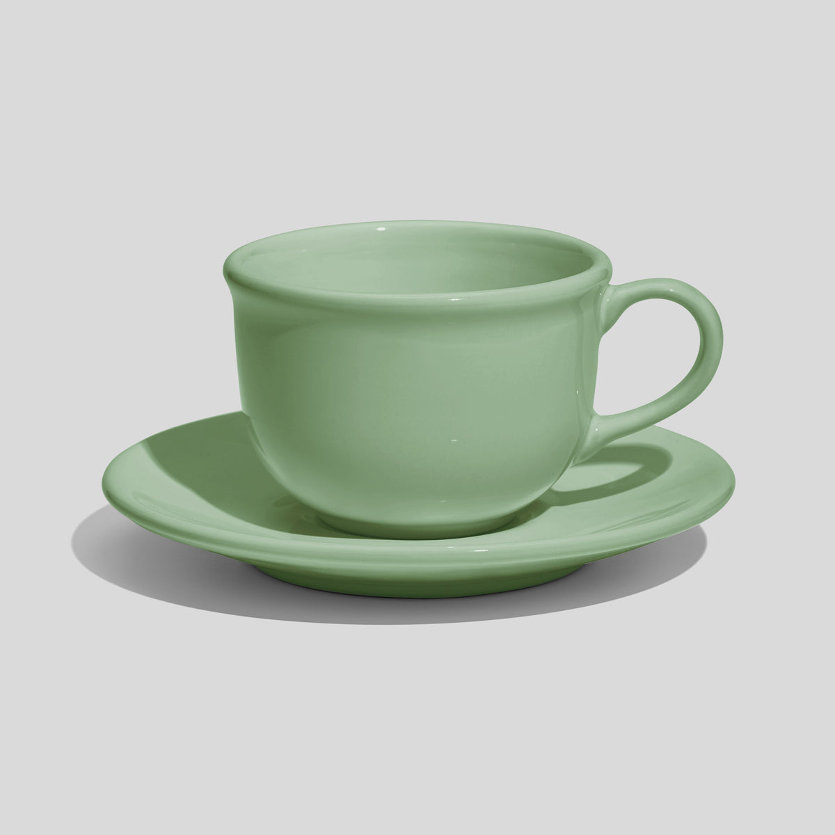 Bauchige Tasse mit Rundhenkel und Untertasse 220 ml – Mintgrün