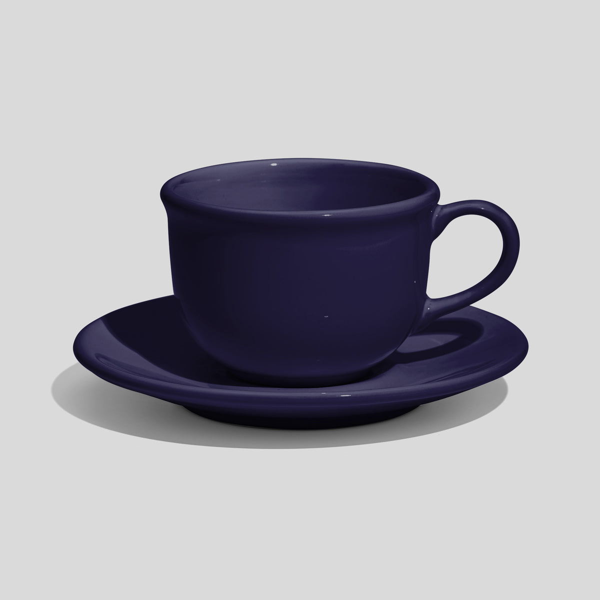 Bauchige Tasse mit Rundhenkel und Untertasse 220 ml – Nachtblau