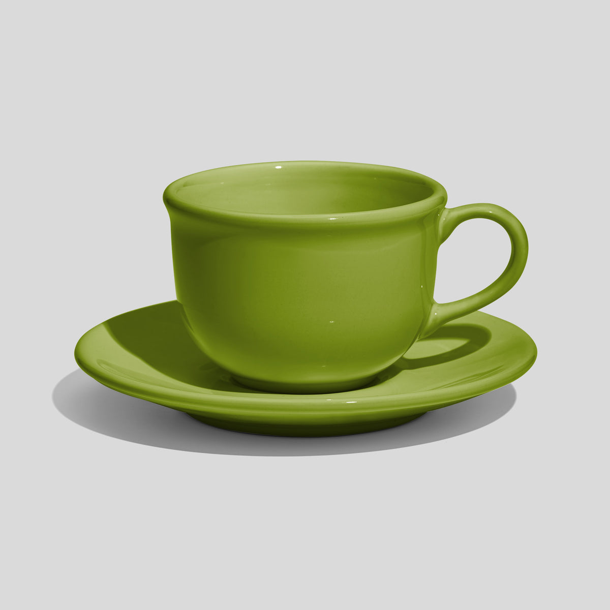 Bauchige Tasse mit Rundhenkel und Untertasse 220 ml – Olivgrün