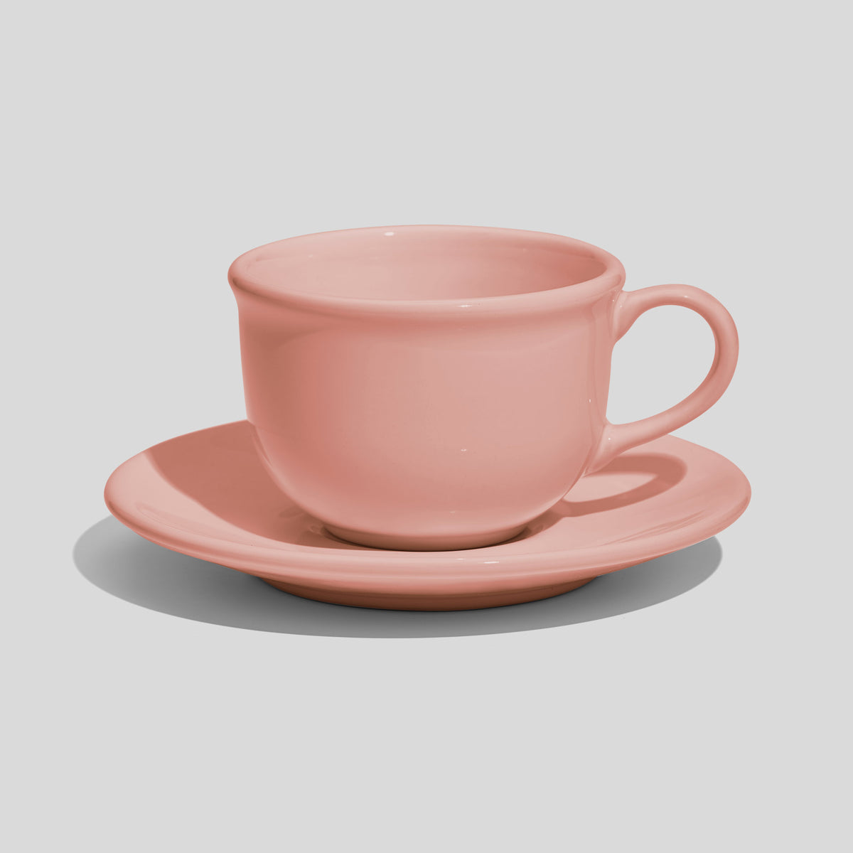 Bauchige Tasse mit Rundhenkel und Untertasse 220 ml – Rosa