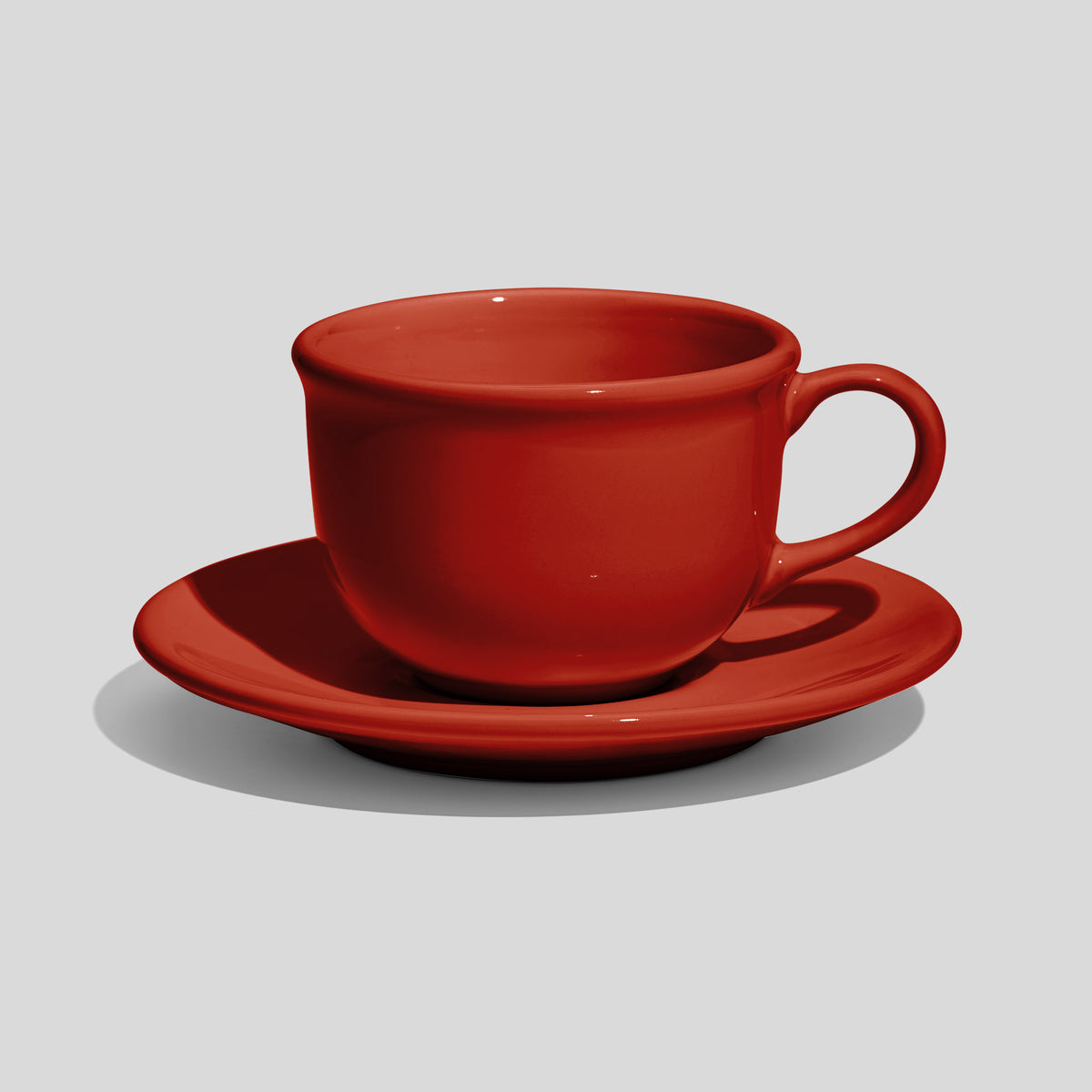Bauchige Tasse mit Rundhenkel und Untertasse 220 ml – Rot