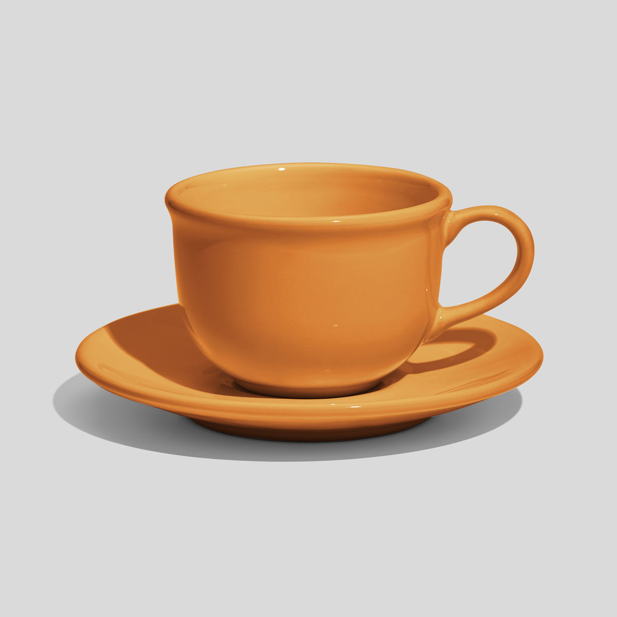 Bauchige Tasse mit Rundhenkel und Untertasse 220 ml – Senfgelb