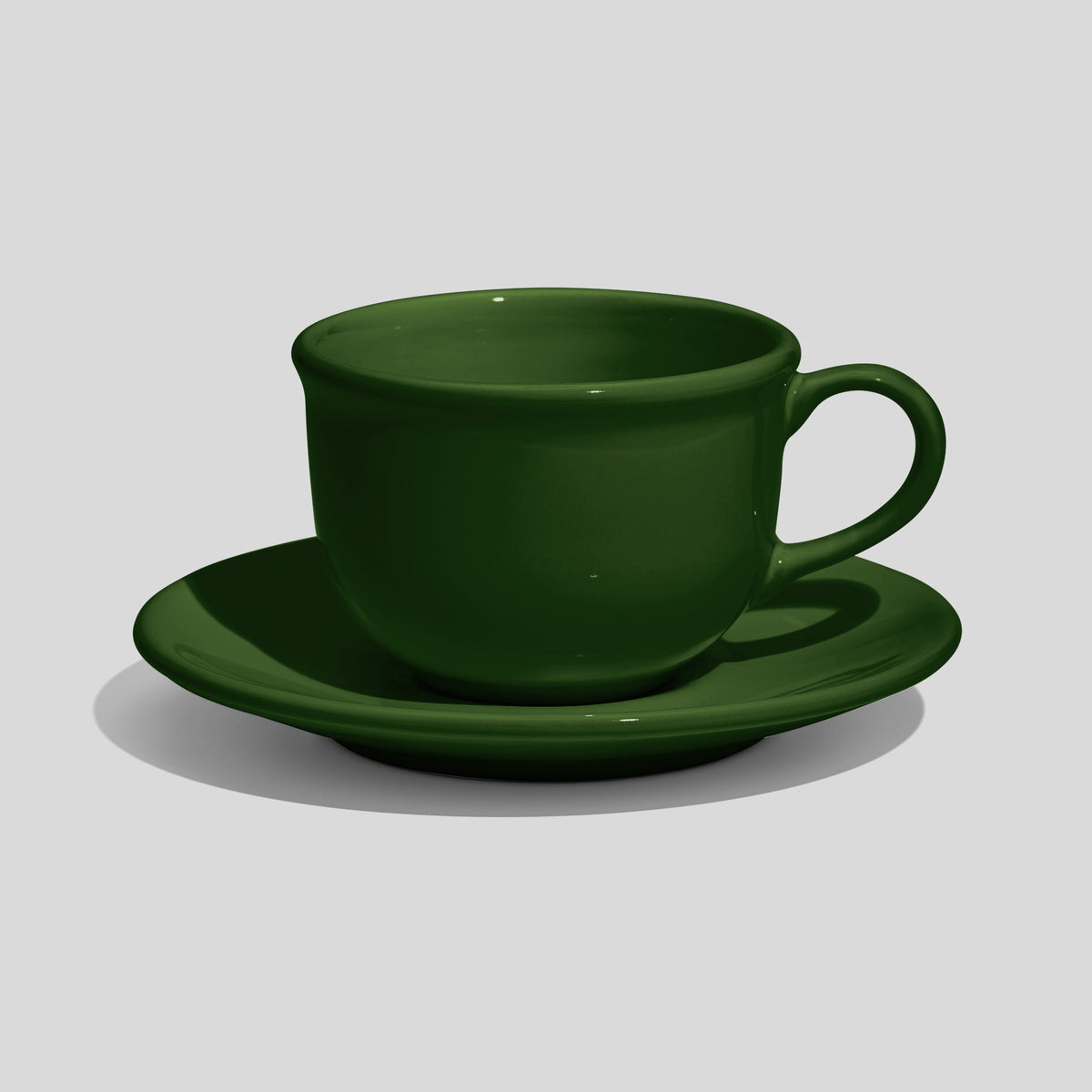 Bauchige Tasse mit Rundhenkel und Untertasse 220 ml – Tannengrün