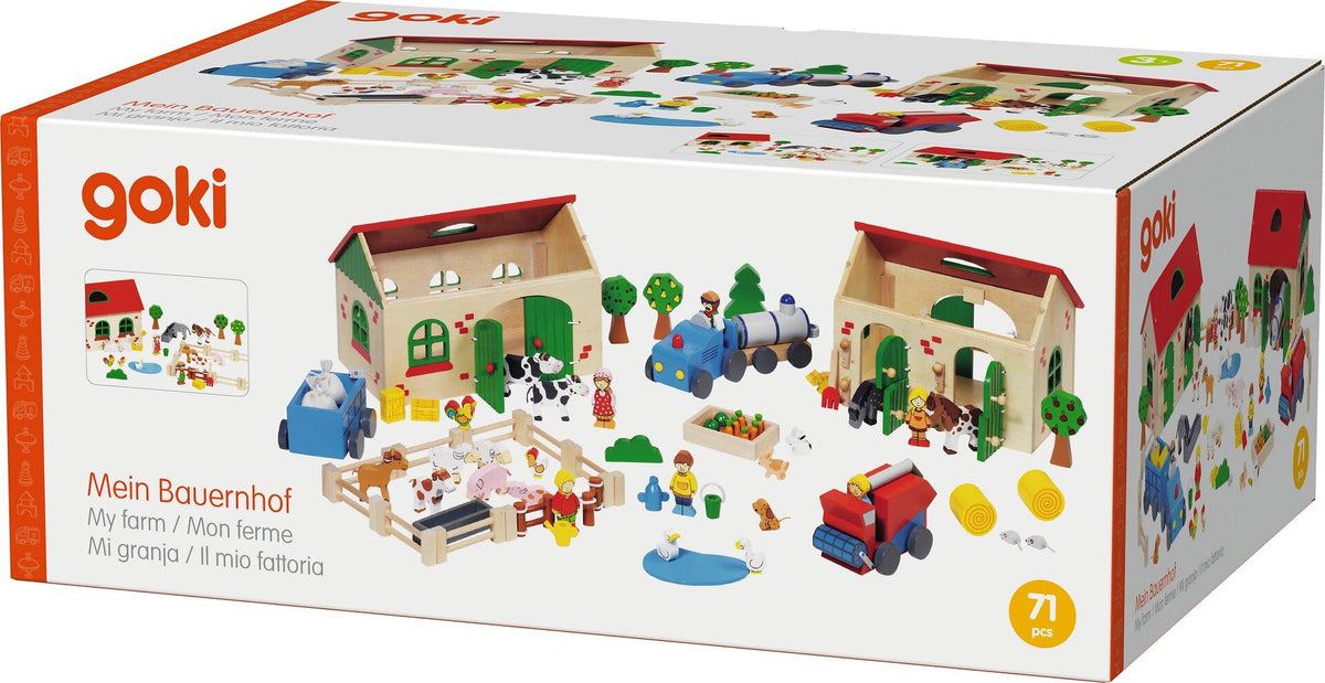 Bauernhof Spielset aus Holz mit 71 Teilen von goki – Weitere Ansicht