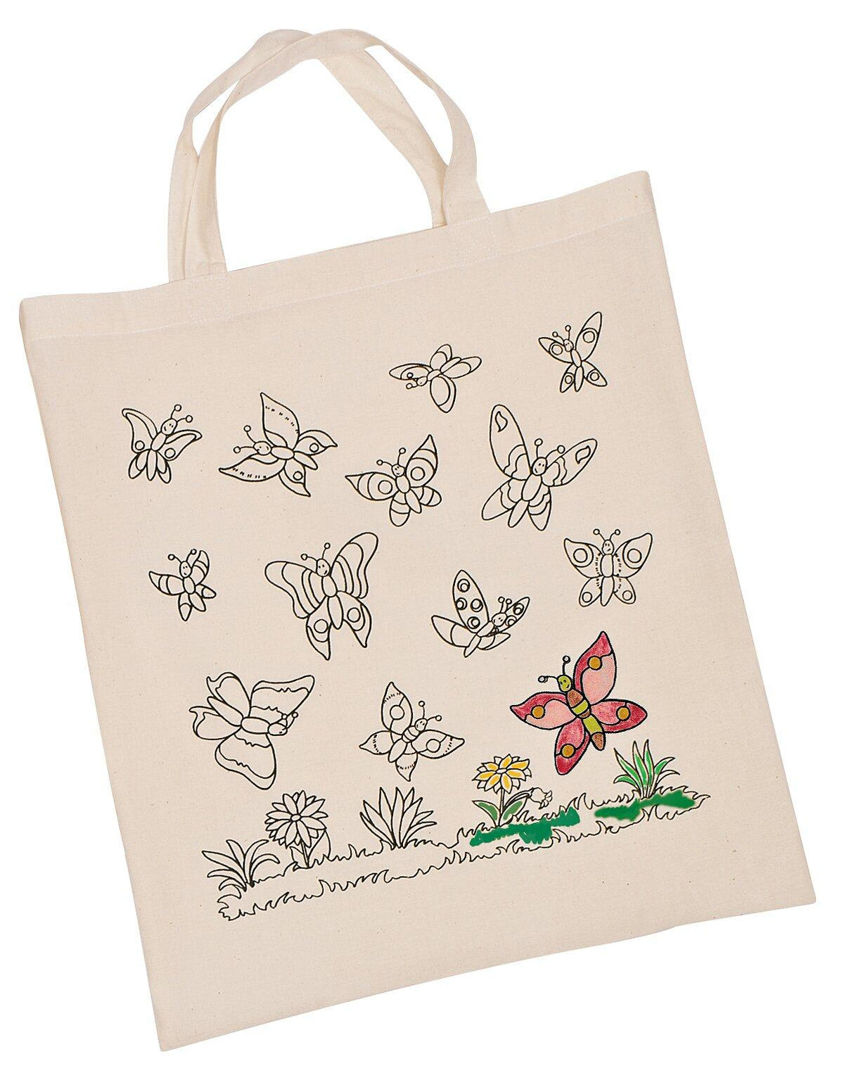 Baumwollbeutel Schmetterlinge zum Ausmalen, 6er Set von goki