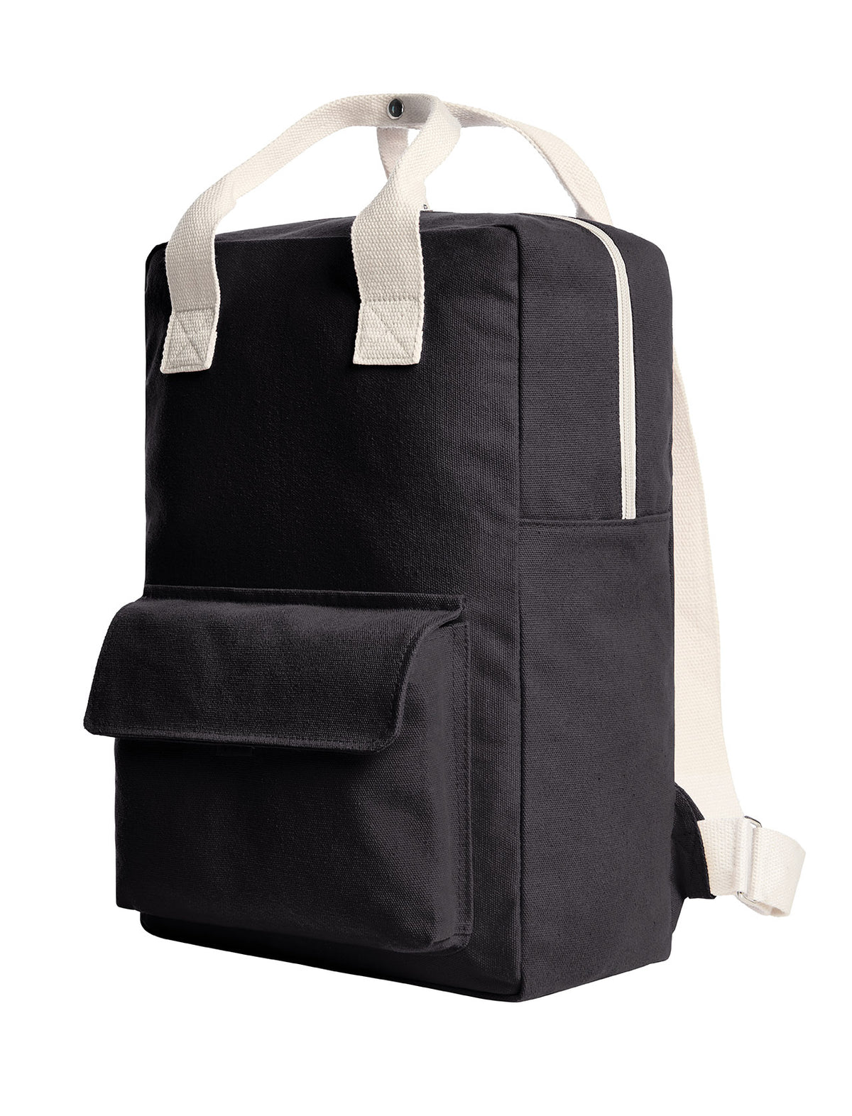 Baumwollrucksack mit Klettvortasche und Henkeln