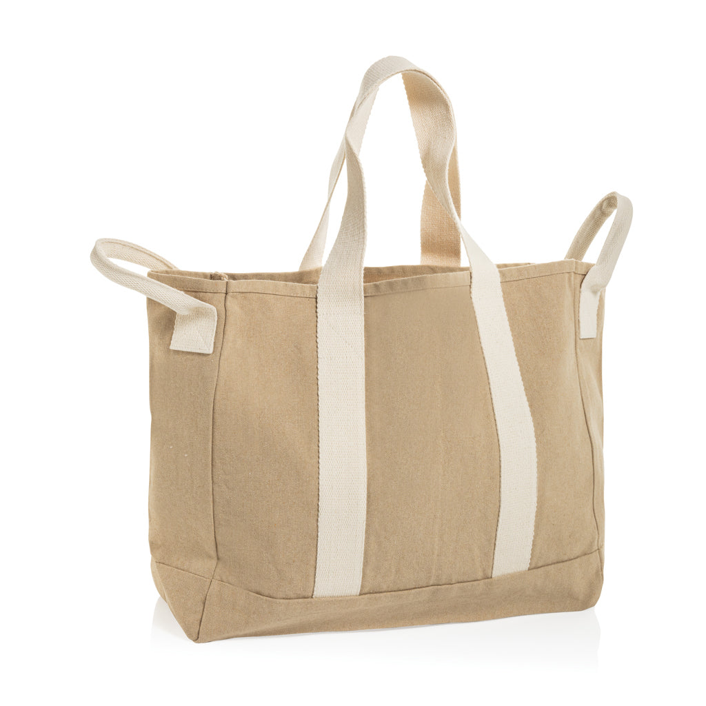 BEAU AWARE™ Strandtasche aus 400gr/m² recyceltem Canvas – beige