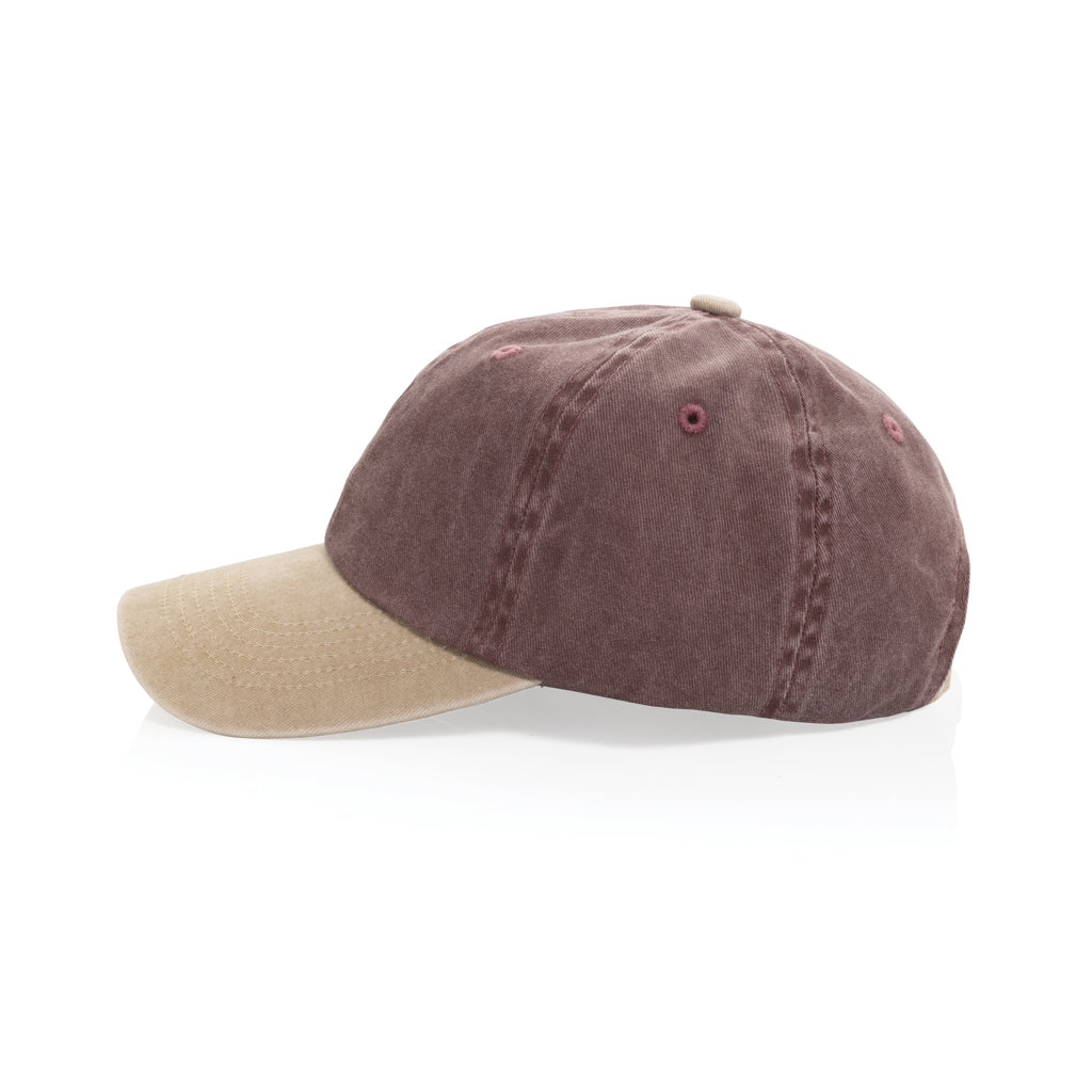 BEAU AWARE™ Two-Tone 6-Panel-Cap aus washed Cotton-Twill – maroon