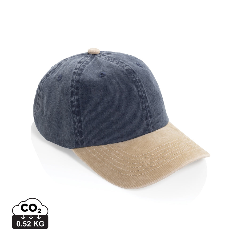 BEAU AWARE™ Two-Tone 6-Panel-Cap aus washed Cotton-Twill – navy blau