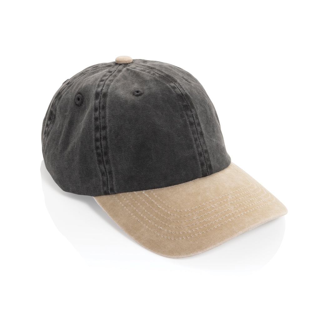 BEAU AWARE™ Two-Tone 6-Panel-Cap aus washed Cotton-Twill – schwarz