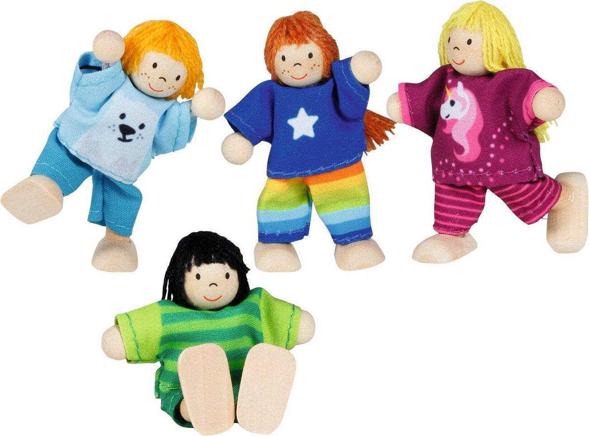 Biegepuppen Clique aus vier Kindern von goki – Ansicht