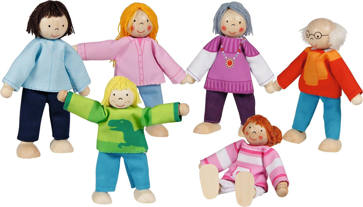 Biegepuppen Moderne Familie aus Holz und Textil – Ansicht