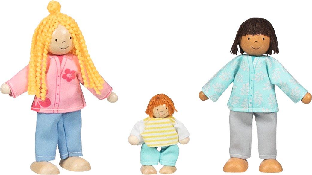 Biegepuppen Mutter Vater Kind aus Holz und Textil – Weitere Ansicht