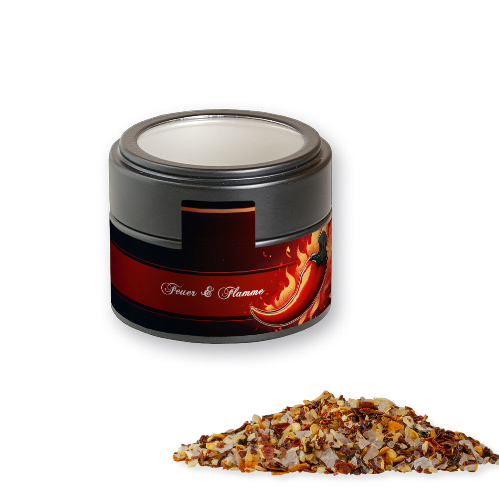 Bio Gewürzmischungen in der schwarzen Metalldose Mini – Bio Gewürzmischung Feuer und Flamme, ca. 60 g
