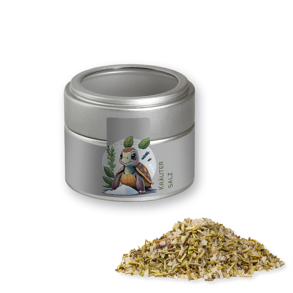 Bio Gewürzmischungen in der silbernen Metalldose Mini – Bio Gewürzmischung Kräutersalz, ca. 75 g