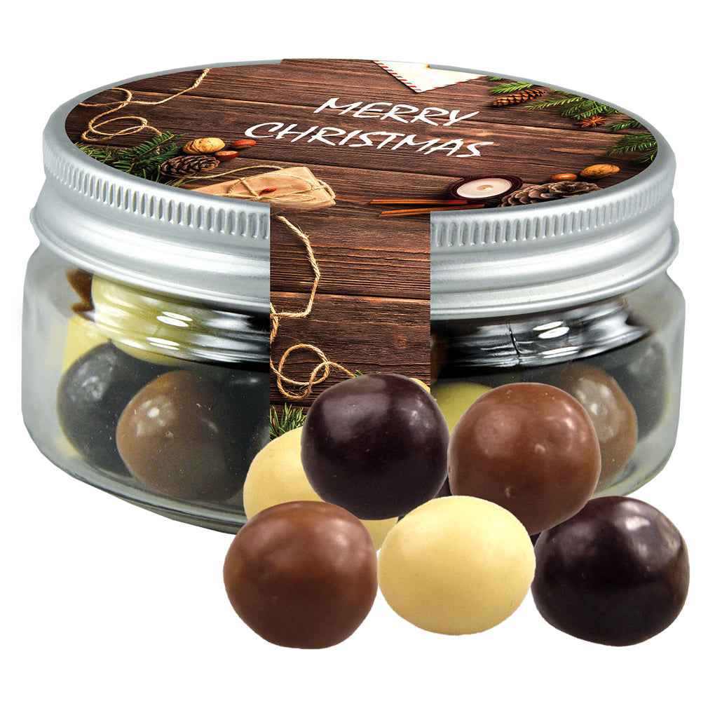 Bio Naschmischung in der kleinen Dose zu Weihnachten – Bio Knusperkugeln Mix, ca. 40 g