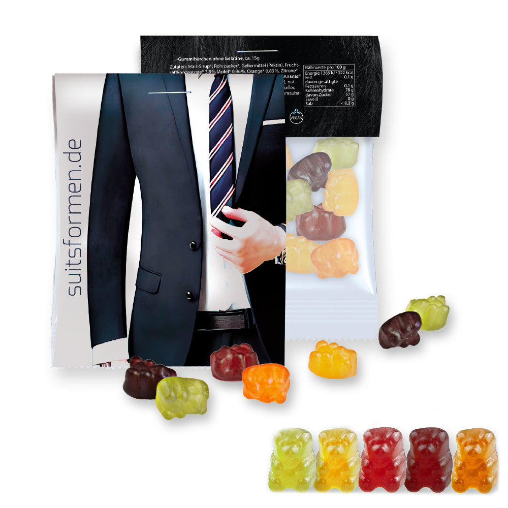 Bio Naschmix in der Midi Tüte mit Werbereiter – Bio Gummibärchen ohne Gelatine, ca. 15 g
