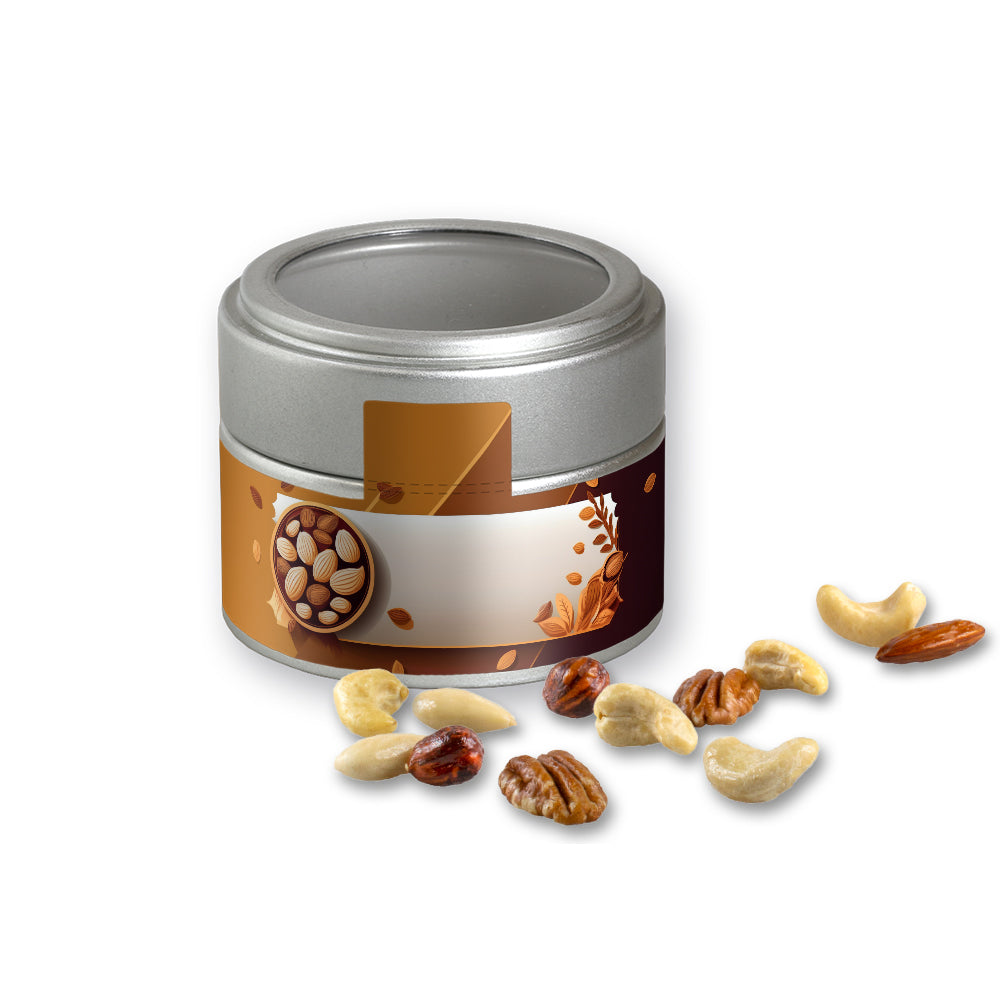 Bio Nussmischung in der silbernen Metalldose Mini – Bio NusskernMix, ca. 60 g