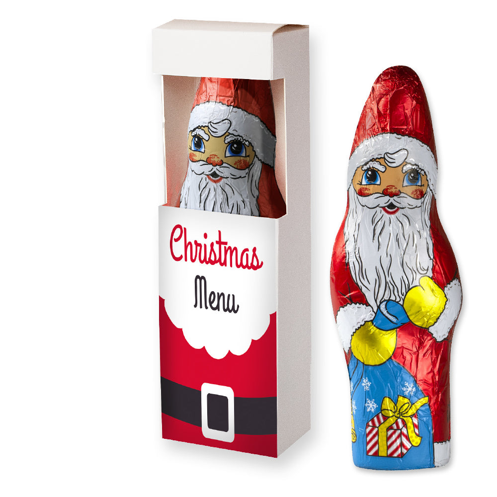 Bio Schoko Weihnachtsmann in der Faltschachtel mit Sichtfenster