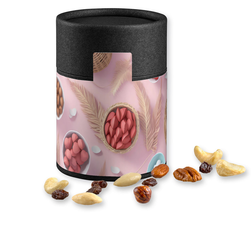 Bio Studentenfutter in der schwarzen Kraftpapierdose – Bio Studentenfutter, ca. 80 g