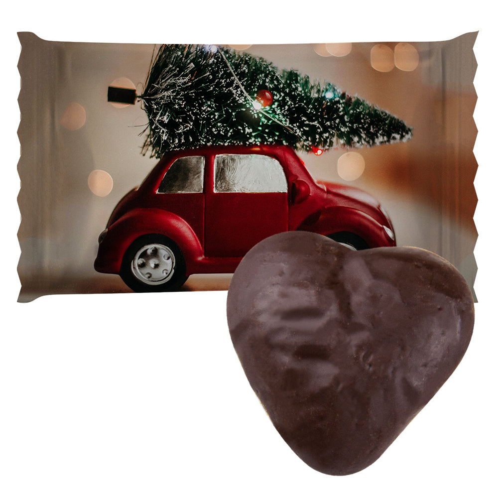 Bio Weihnachtsgebäck im Flowpack – Bio Lebkuchen Schokoherzen gefüllt, ca. 12 g