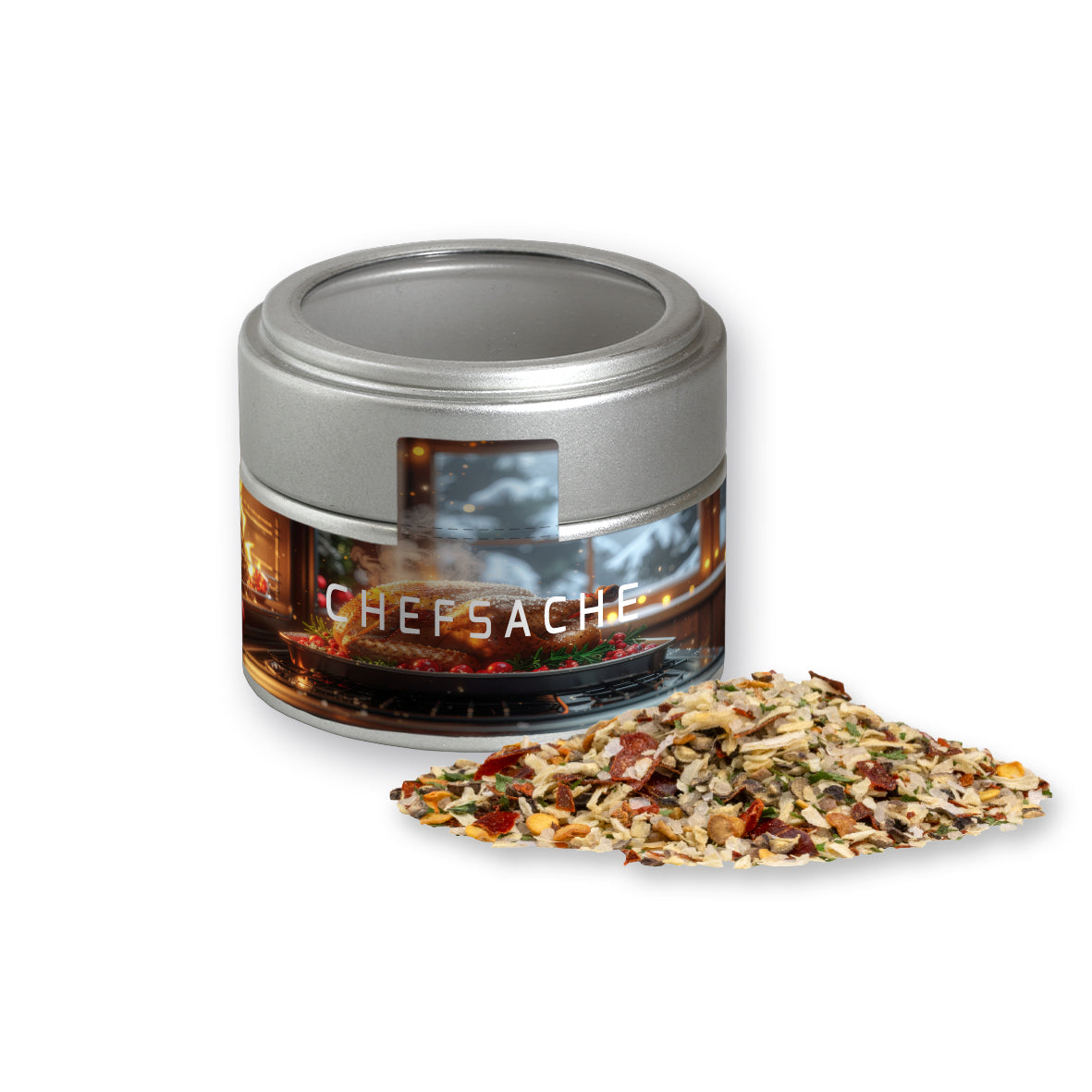 Bio Weihnachtsgewürze in der silbernen Metalldose Mini – Bio Weihnachts Gewürzmischung Braten, ca. 50 g