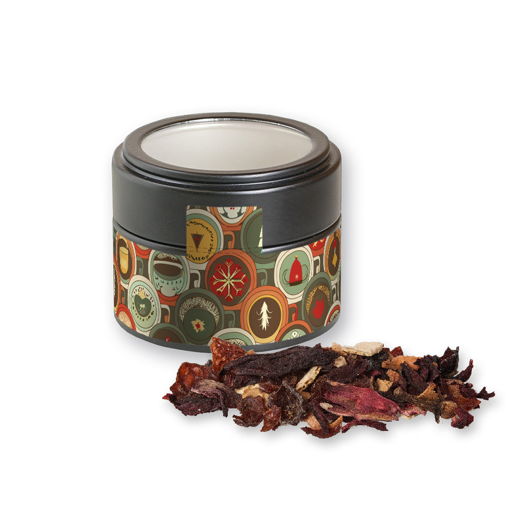 Bio Weihnachtstee in der schwarzen Metalldose Mini – Bio Weihnachts Früchtetee, ca. 30 g