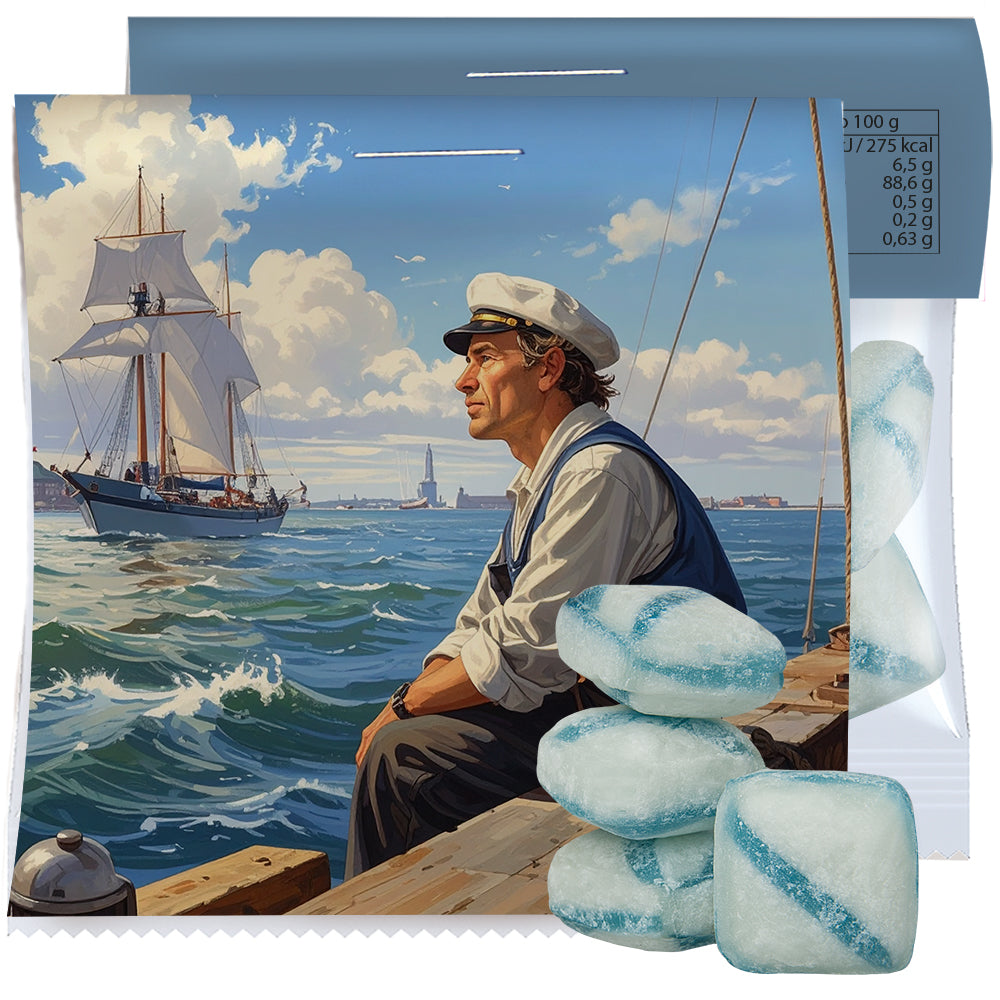 Bonbon und Nuss Mix in der Midi Tüte mit Werbereiter – Frische Brise Bonbons, ca. 17 g