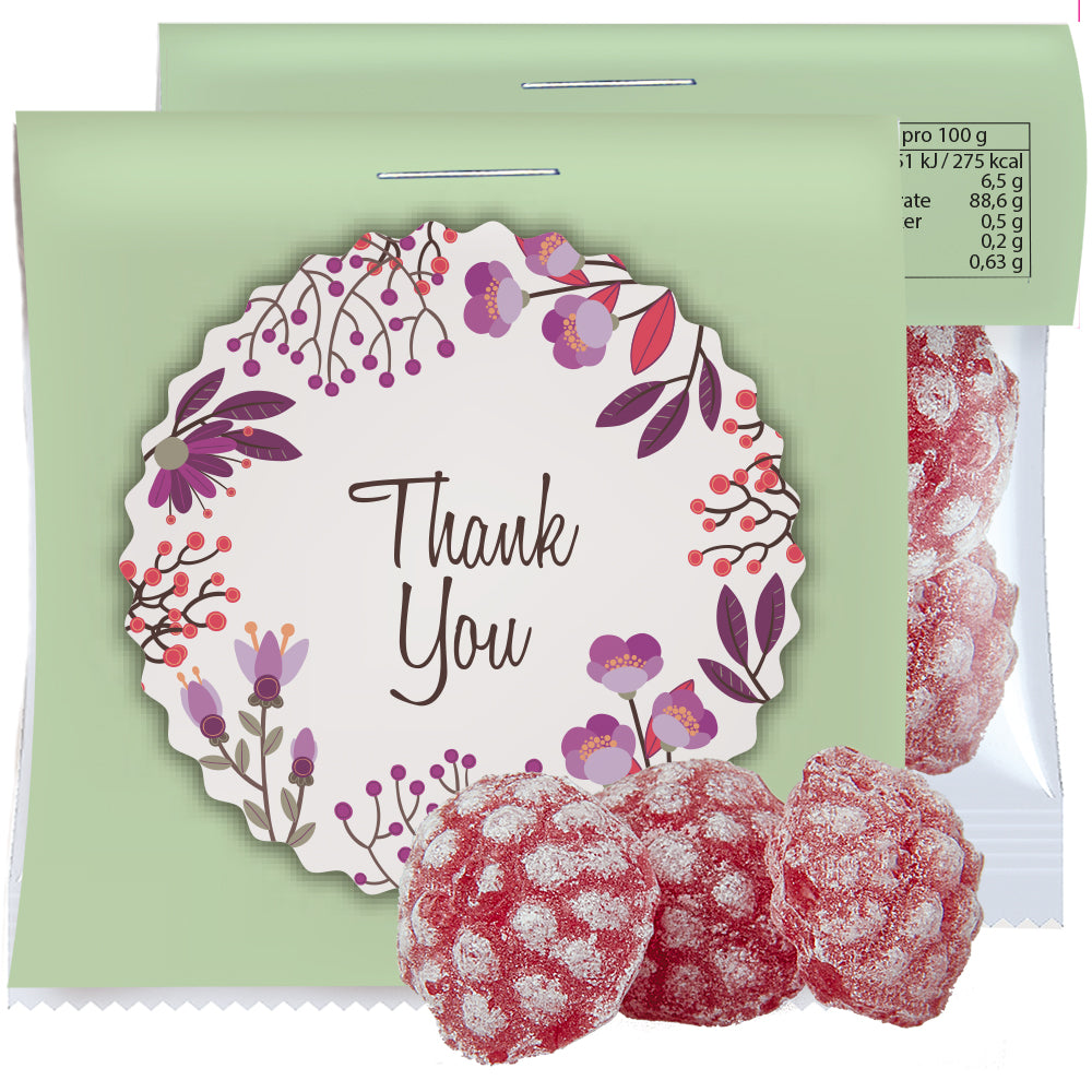 Bonbon und Nuss Mix in der Midi Tüte mit Werbereiter – Himbeer Bonbons, ca. 17 g