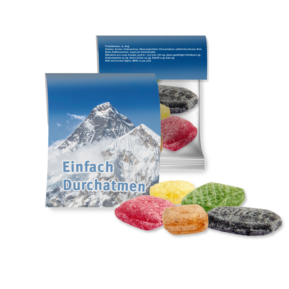 Bonbon und Nuss Mix in der Midi Tüte mit Werbereiter – Hustenbonbons, ca. 17 g