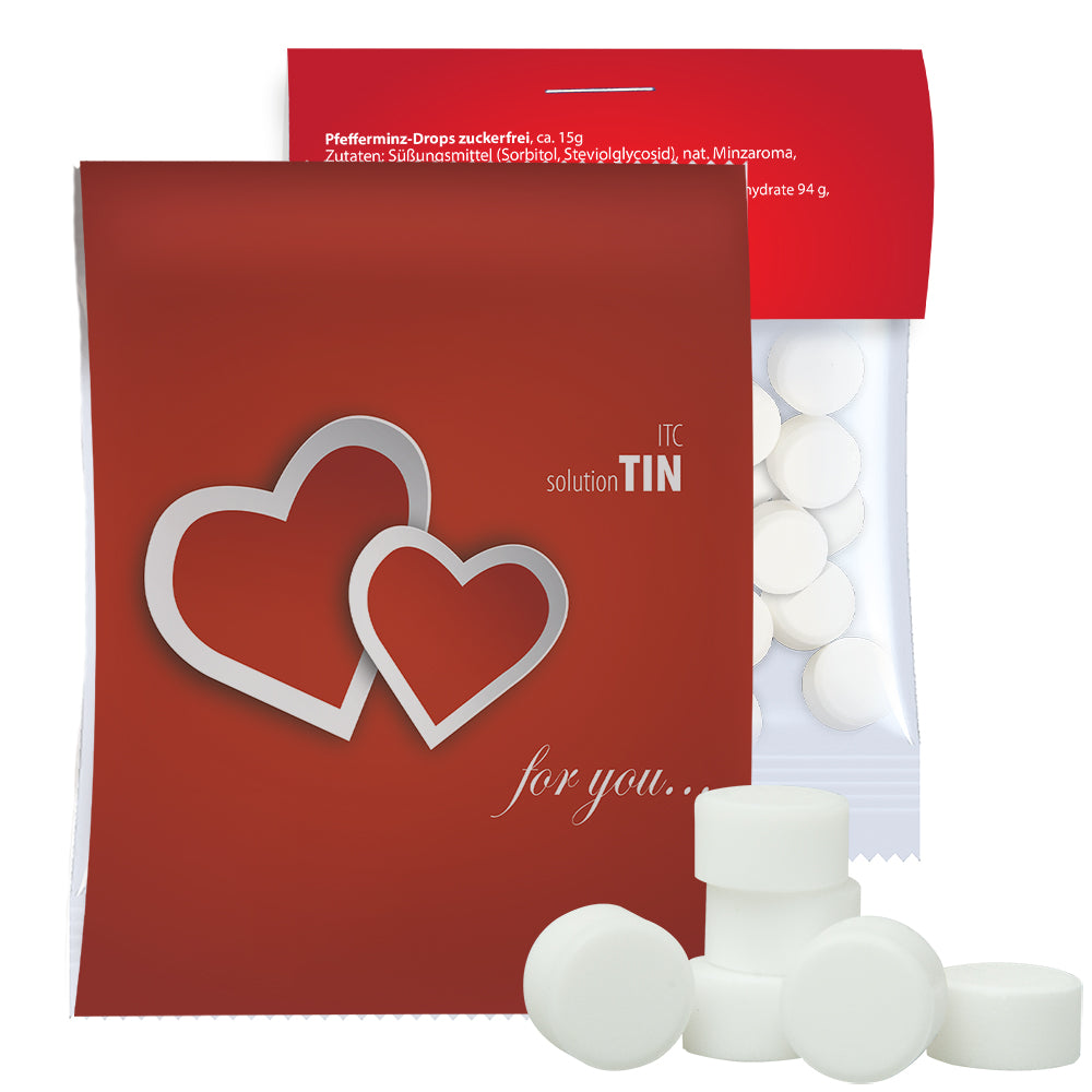 Bonbon und Nuss Mix in der Midi Tüte mit Werbereiter – Pfefferminz Drops zuckerfrei, ca. 15 g