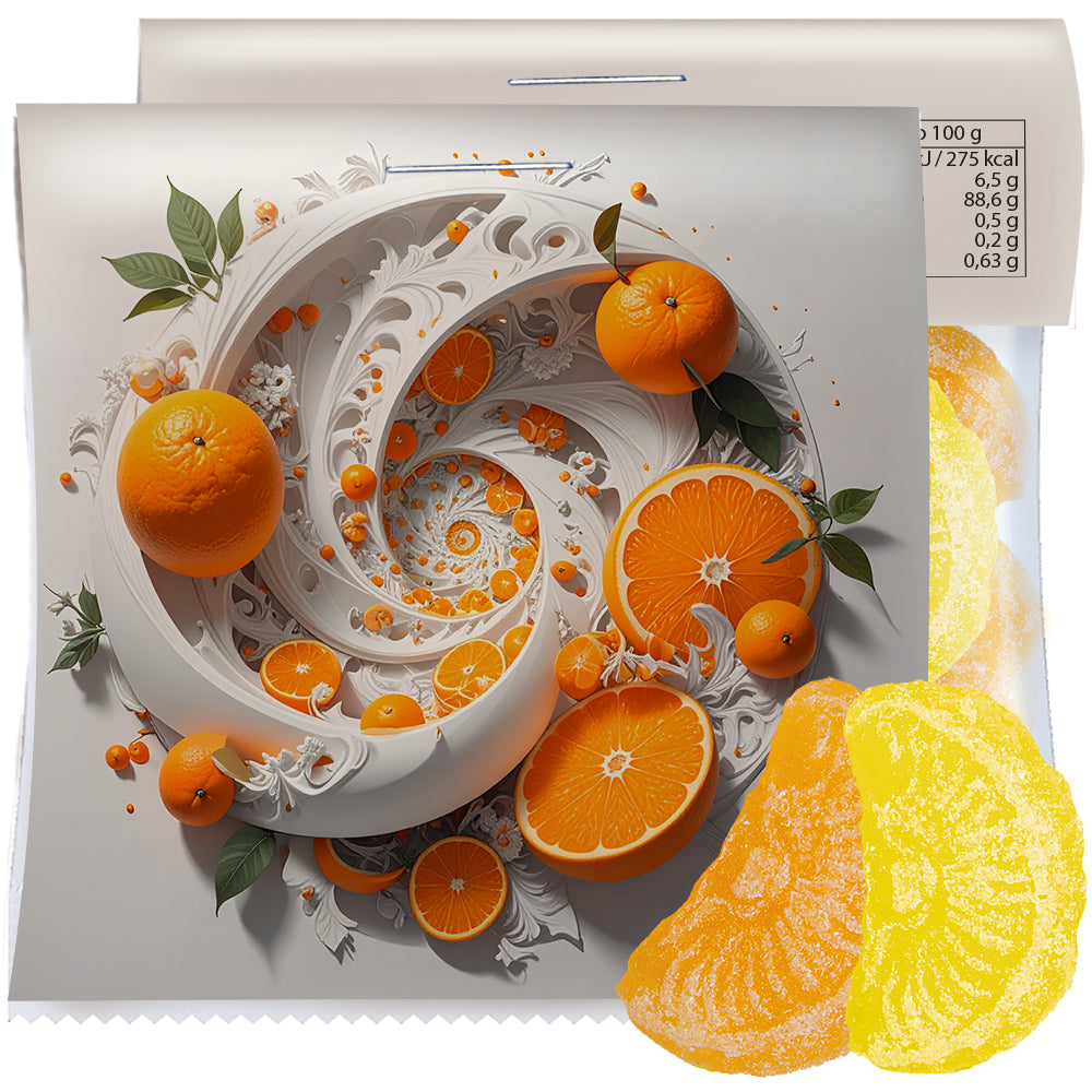 Bonbon und Nuss Mix in der Midi Tüte mit Werbereiter – Zitrone und Orangen Bonbons, ca. 17 g