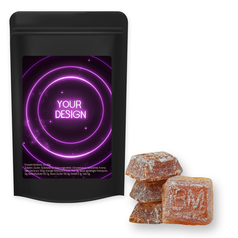 Bonbonmischungen im schwarzen Standbeutel Midi – Bayrisch Malz Bonbons, ca. 80 g