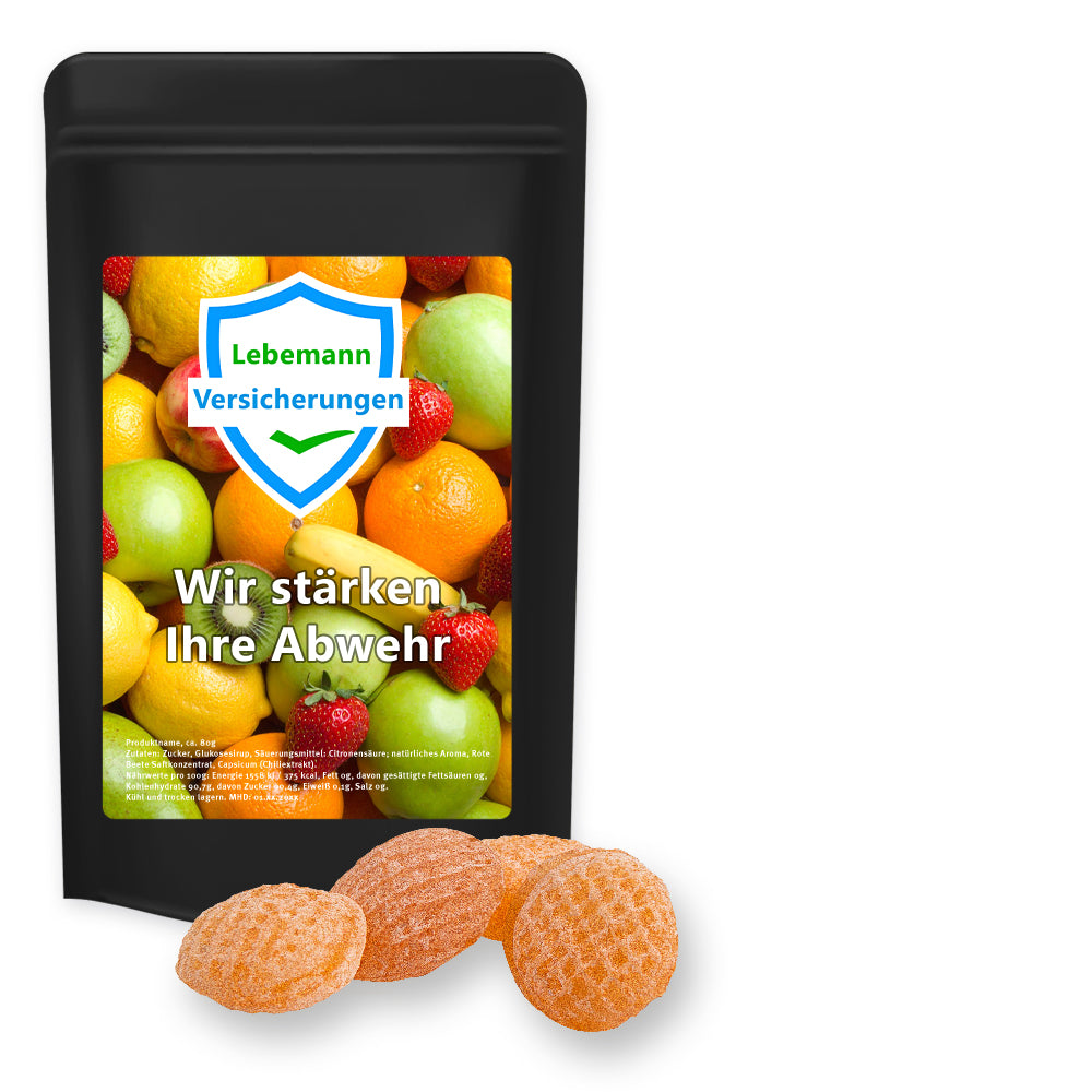 Bonbonmischungen im schwarzen Standbeutel Midi – Multivitamin Bonbons, ca. 80 g